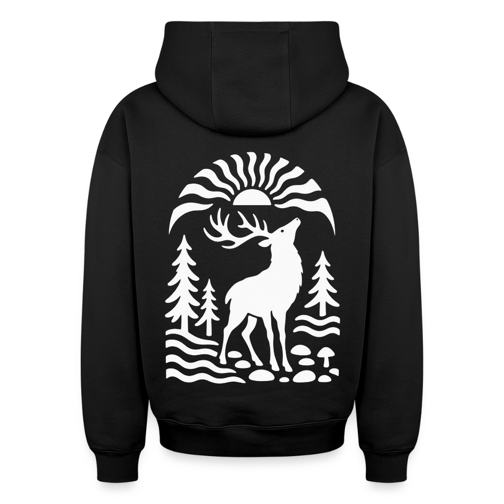 Hirsch Oversized Heavyweight Hoodie - Schwarz