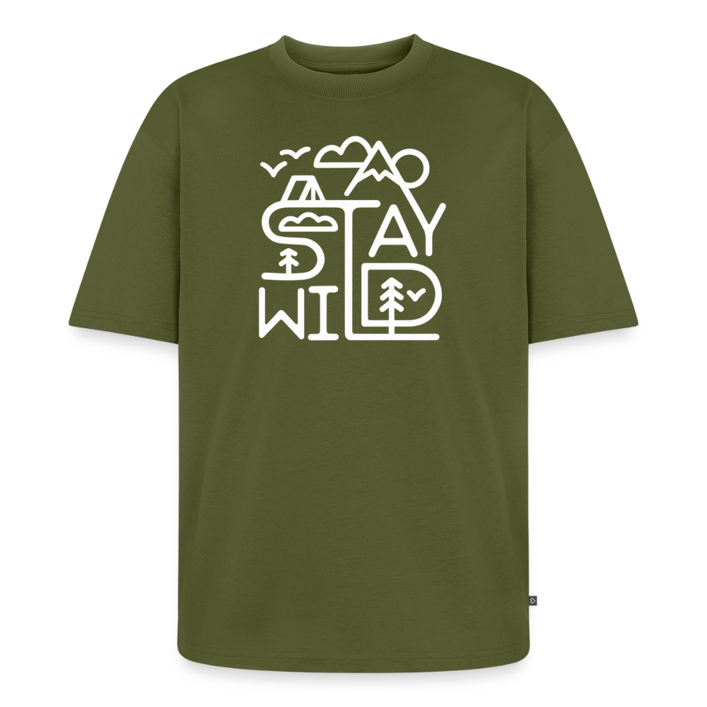 Stay Wild Premium Oversized Bio T-Shirt - Khaki