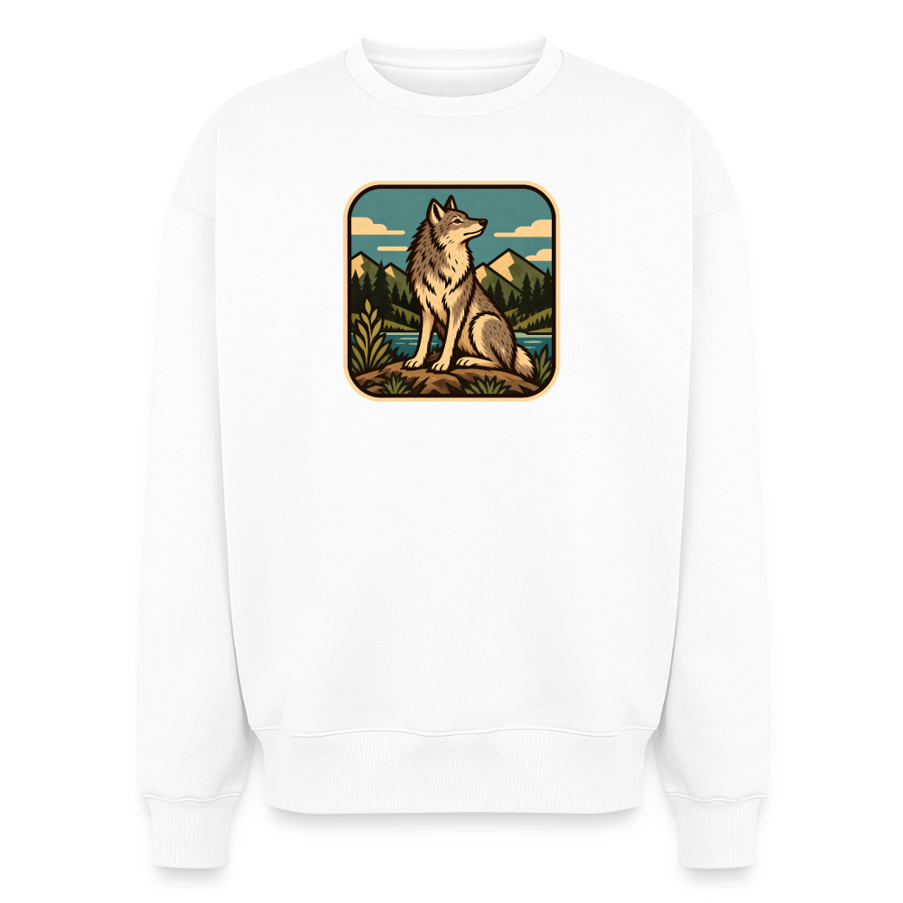 Wolf Oversized Heavyweight Sweater - Weiß