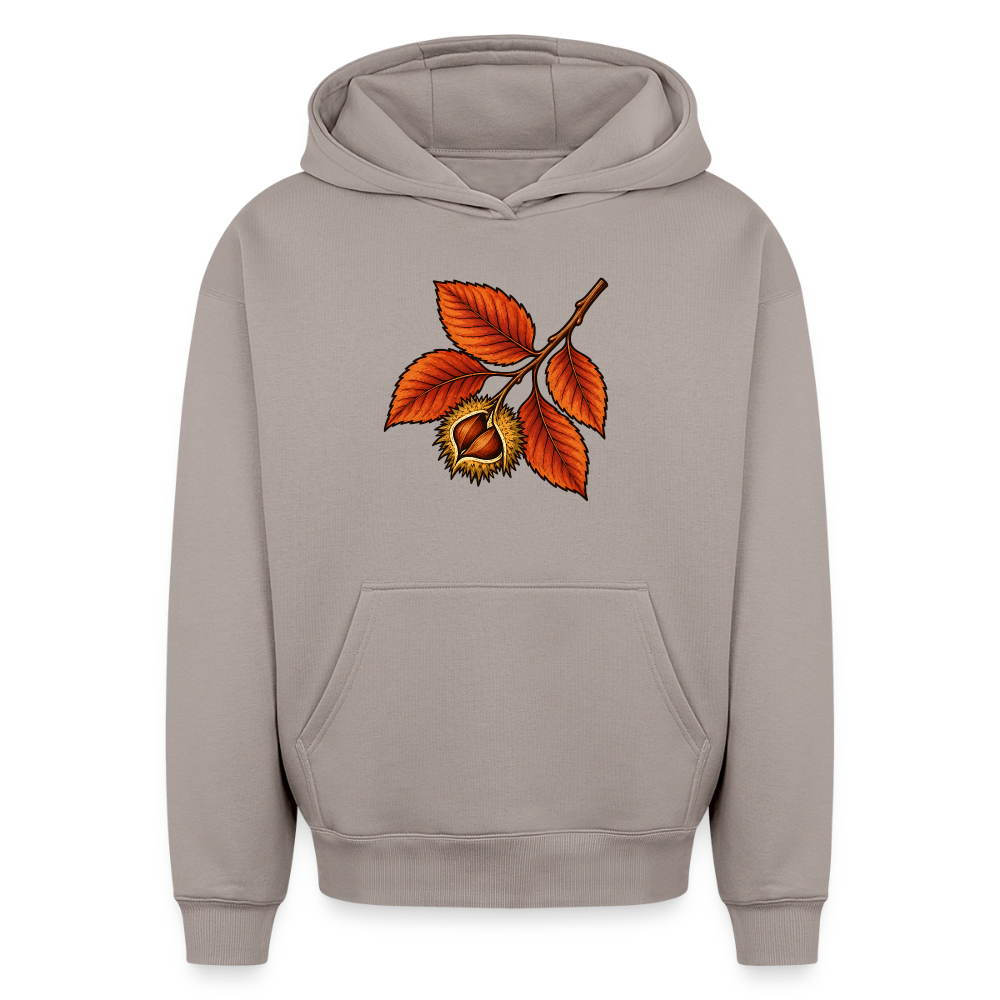 Rotbuchen Zweig Oversized Heavyweight Hoodie - Taupe