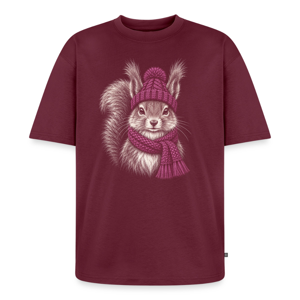 Eichhörnchen Premium Oversized Bio T-Shirt - Burgunderrot