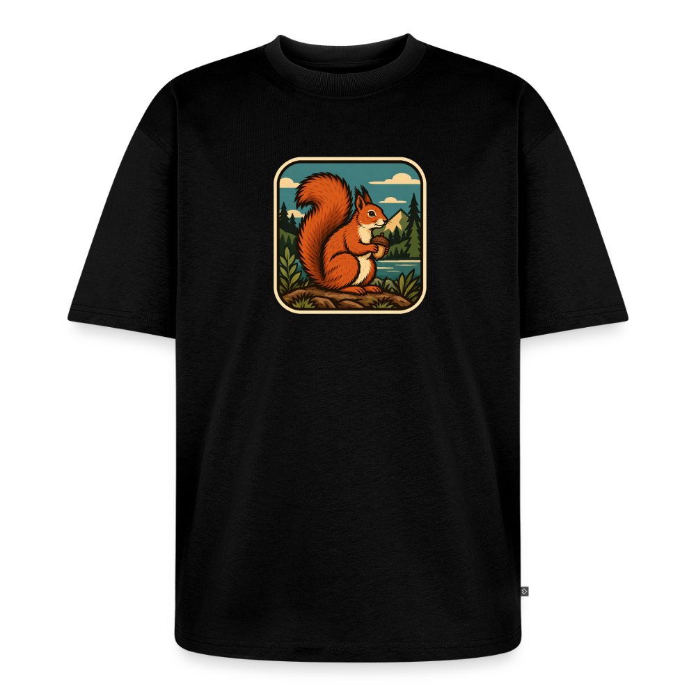 Waldwappen Eichhörnchen  Premium Oversized Bio T-Shirt - Schwarz