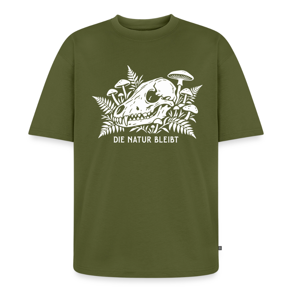 Die Natur bleibt Premium Oversized Bio T-Shirt - Khaki