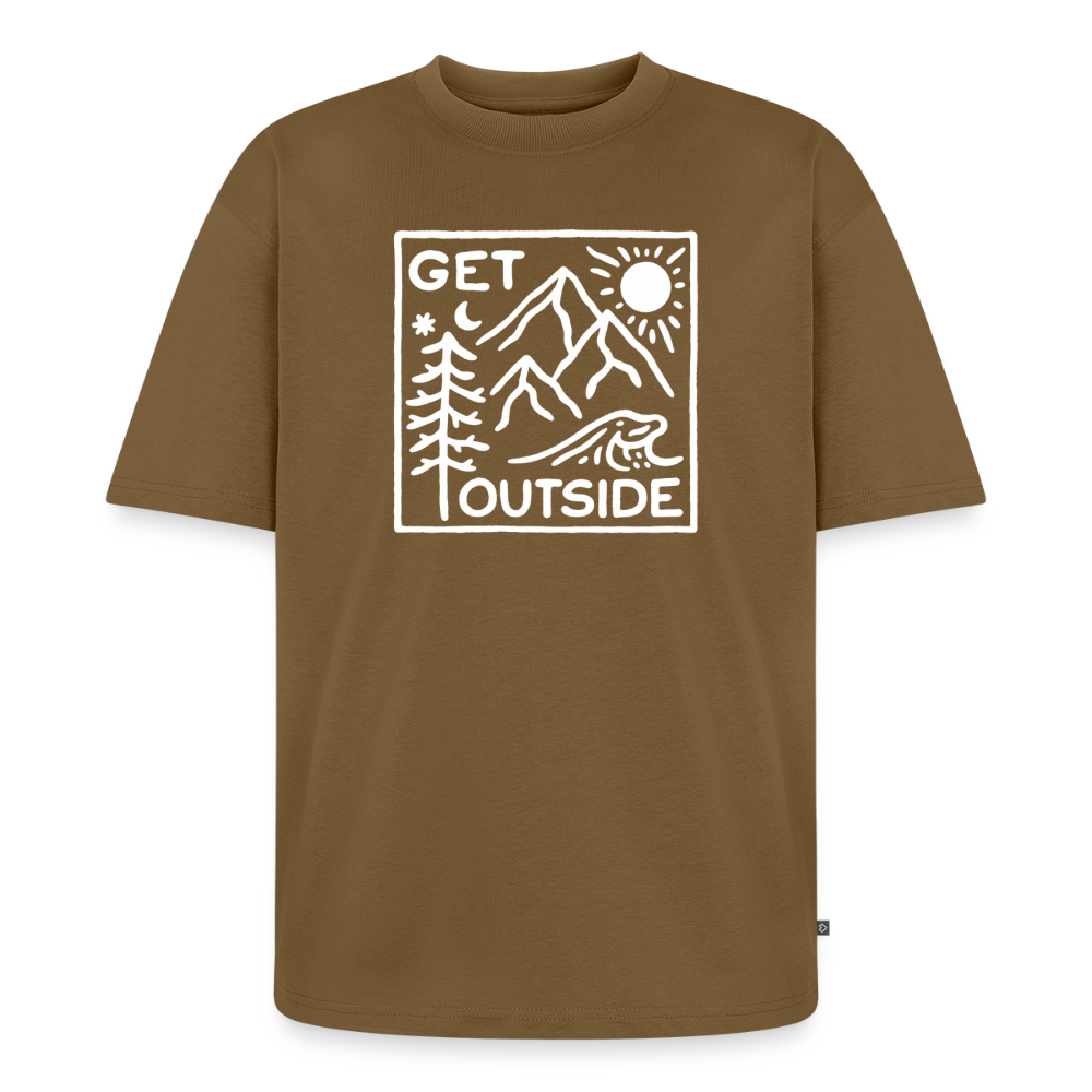 Get Outside Premium Oversized Bio T-Shirt - Nussbraun
