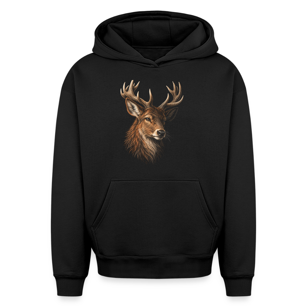 Hirsch Oversized Heavyweight Hoodie - Schwarz