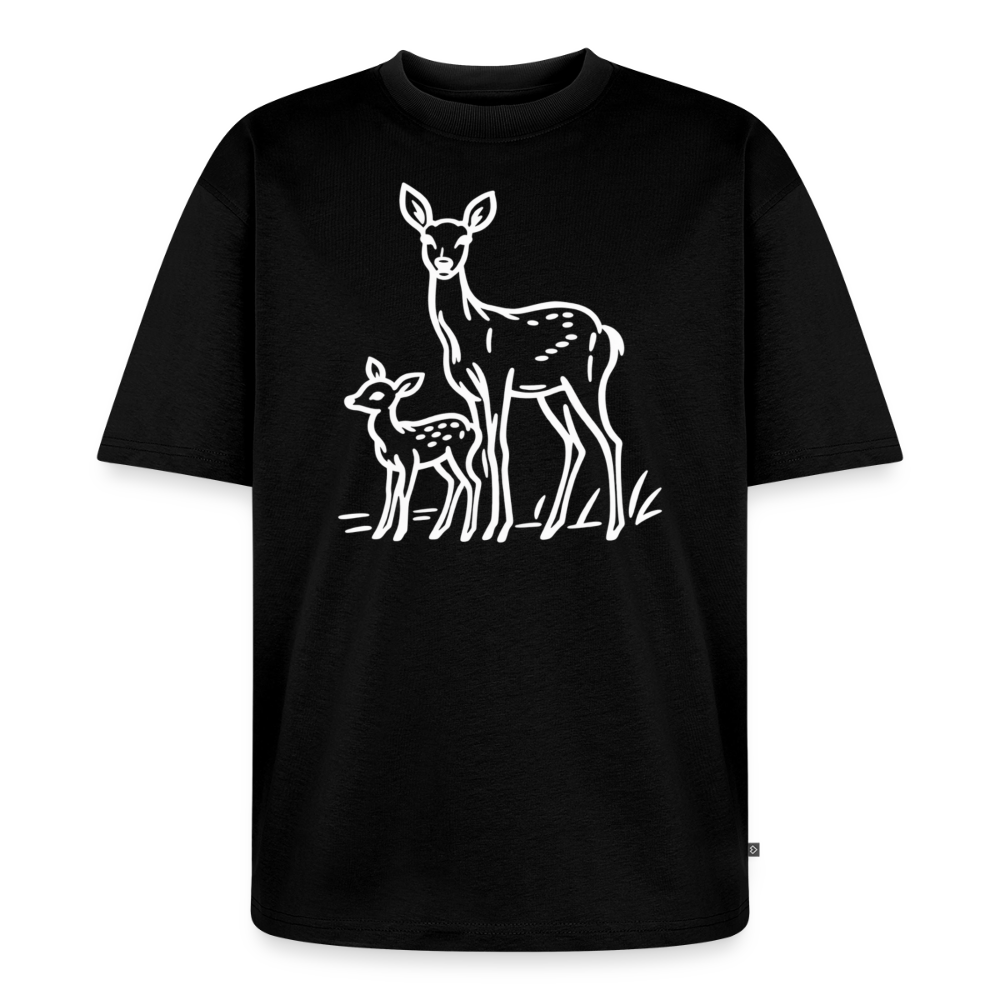 Reh Familie Premium Oversized Bio T-Shirt - Schwarz