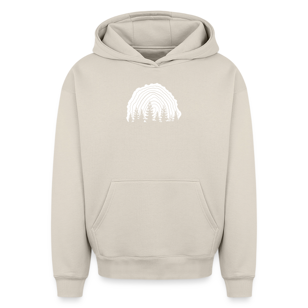 Holzschnitt Oversized Heavyweight Hoodie - Beige