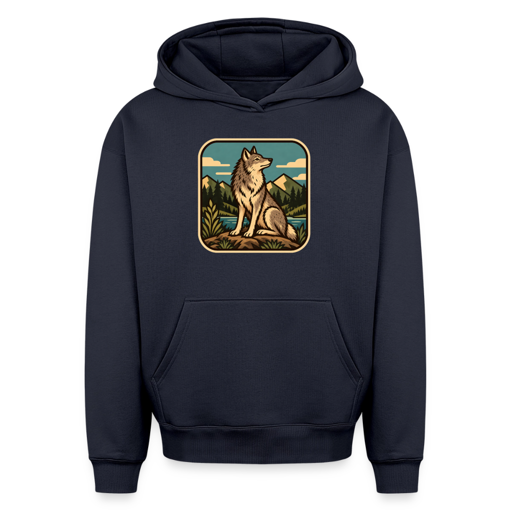 Wolf Oversized Heavyweight Hoodie - Navy