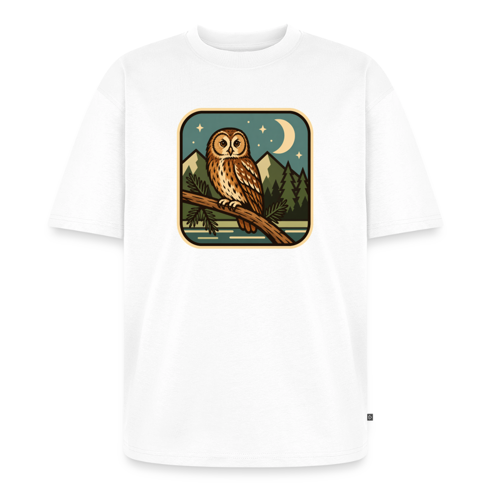 Waldwappen Eule Premium Oversized Bio T-Shirt - Weiß