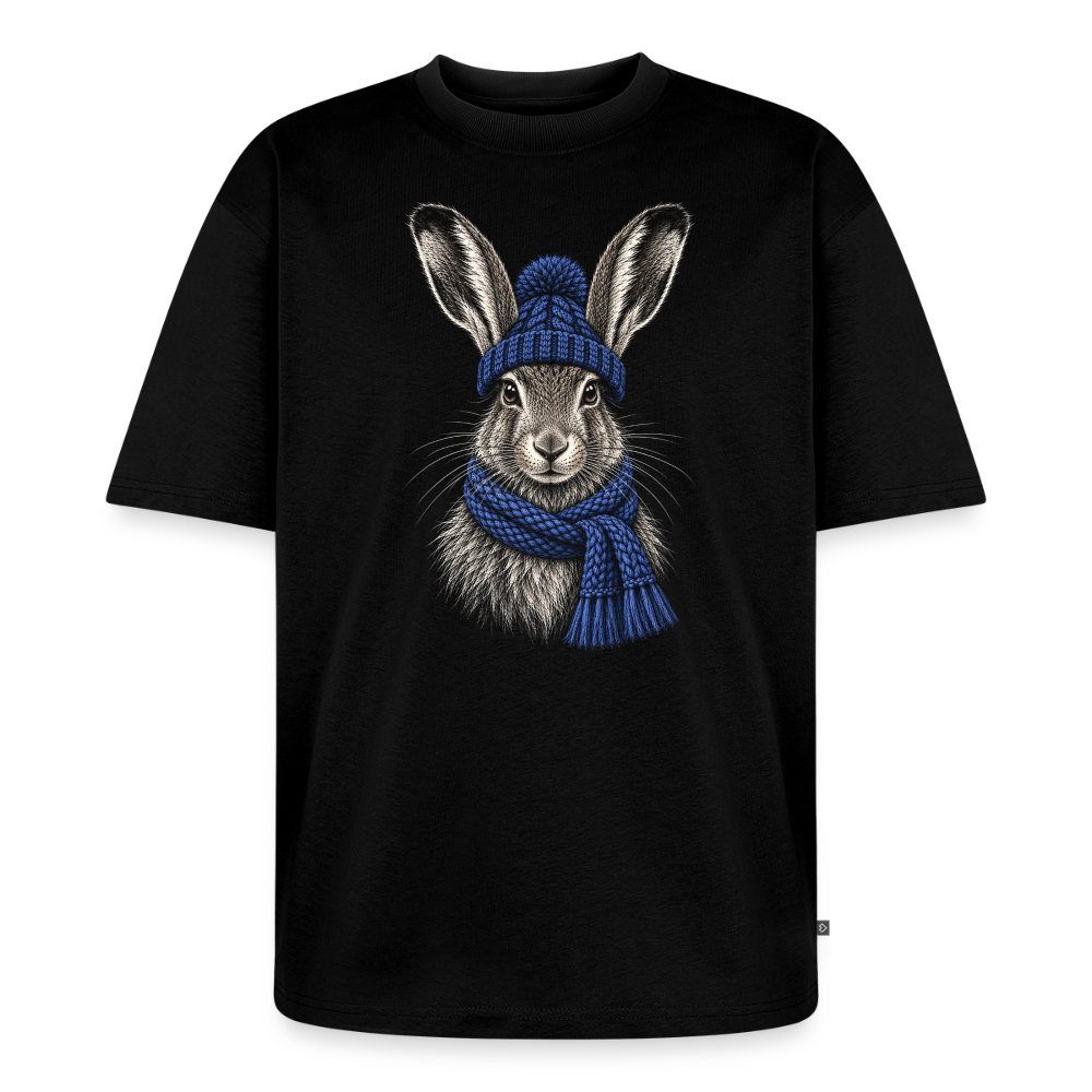 Feldhase Premium Oversized Bio T-Shirt - Schwarz