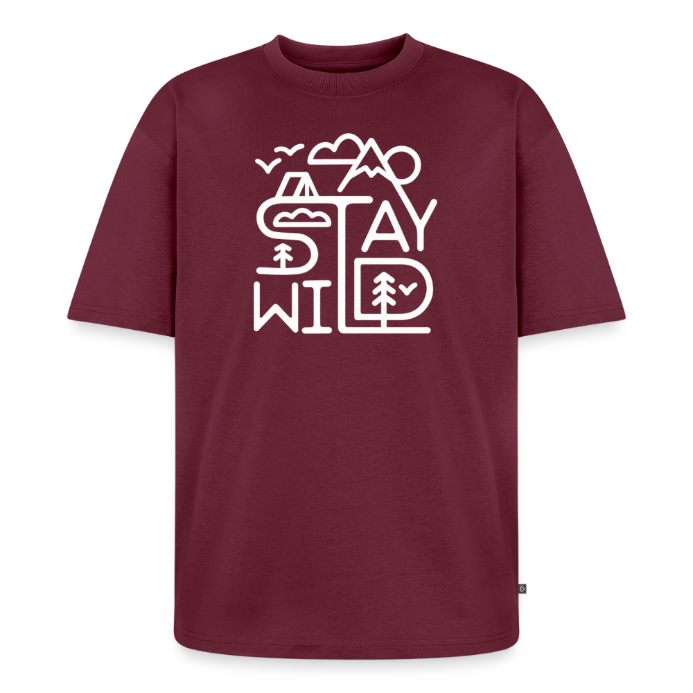 Stay Wild Premium Oversized Bio T-Shirt - Burgunderrot