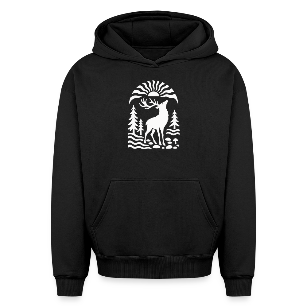 Hirsch Oversized Heavyweight Hoodie - Schwarz