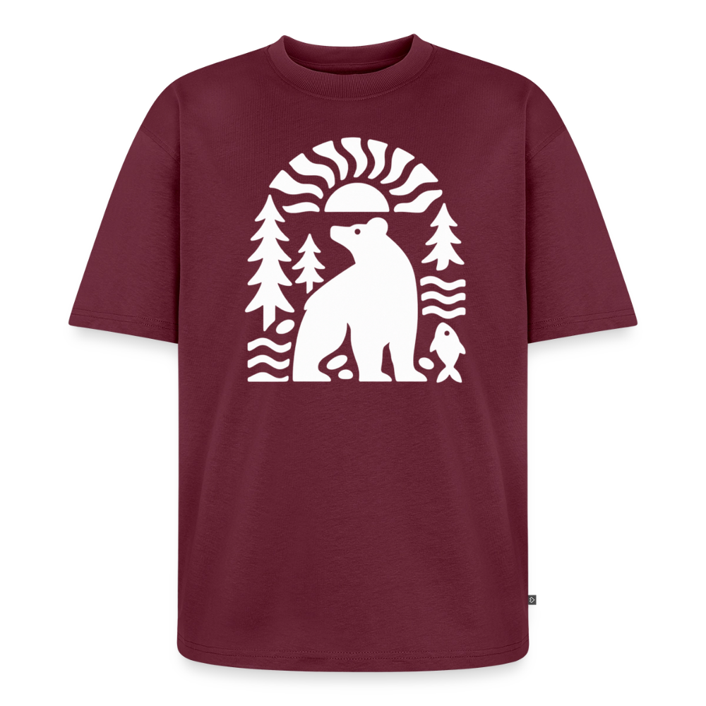 Waldbär Premium Oversized Bio T-Shirt - Burgunderrot