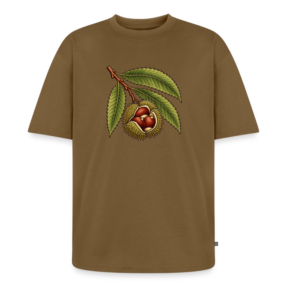 Esskastanie Premium Oversized Bio T-Shirt - Nussbraun
