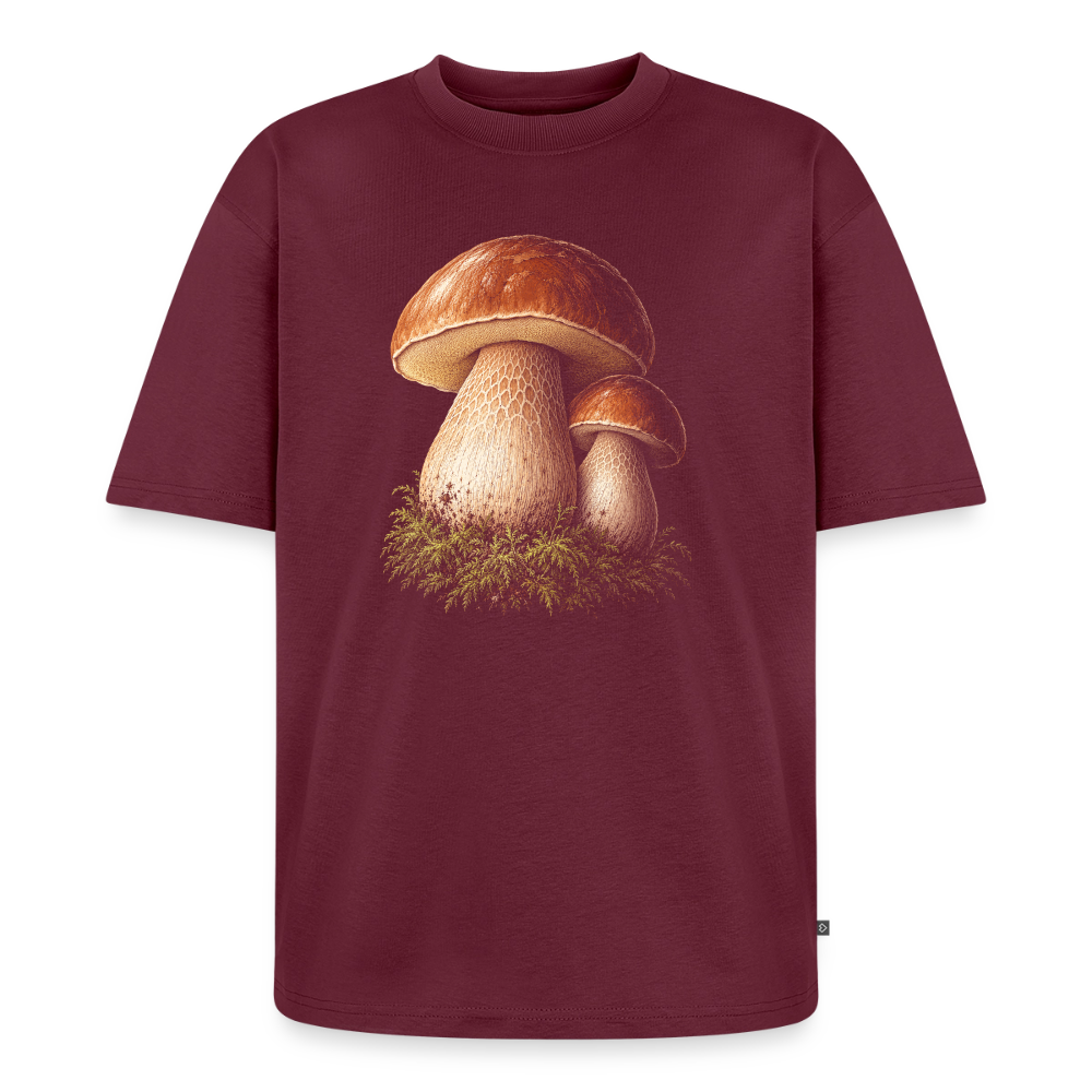 Steinpilz Premium Oversized Bio T-Shirt - Burgunderrot