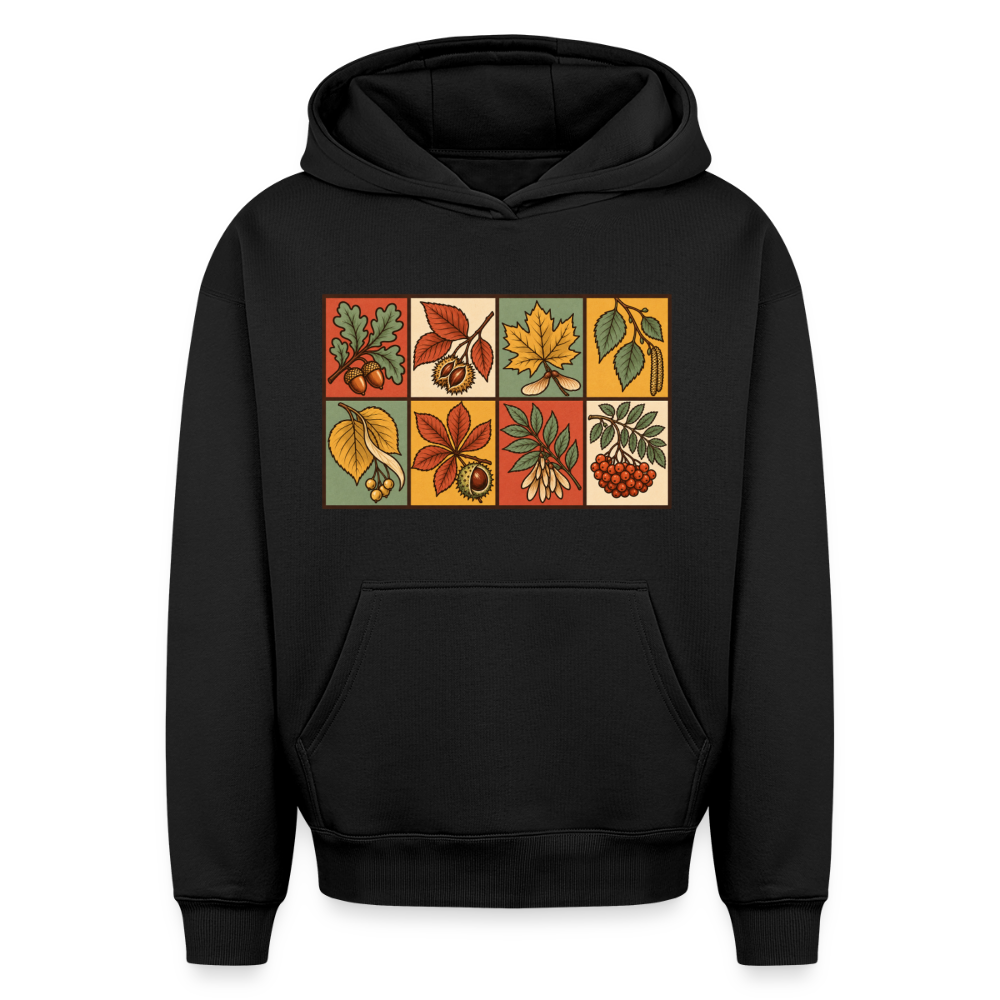 Waldblätter Oversized Heavyweight Hoodie - Schwarz