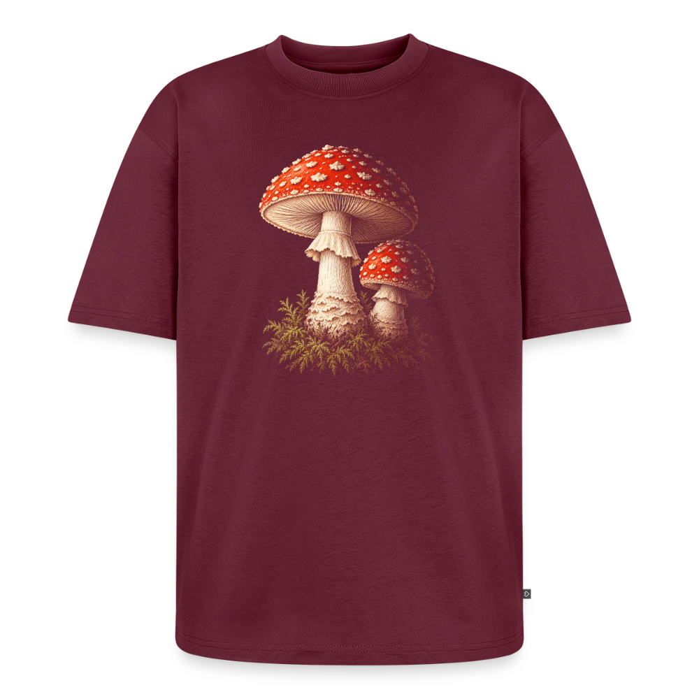 Fliegenpilz Premium Oversized Bio T-Shirt - Burgunderrot