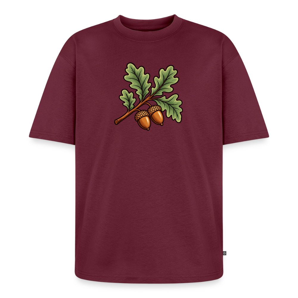 Eichenblatt Premium Oversized Bio T-Shirt - Burgunderrot