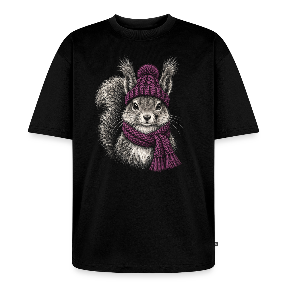 Eichhörnchen Premium Oversized Bio T-Shirt - Schwarz