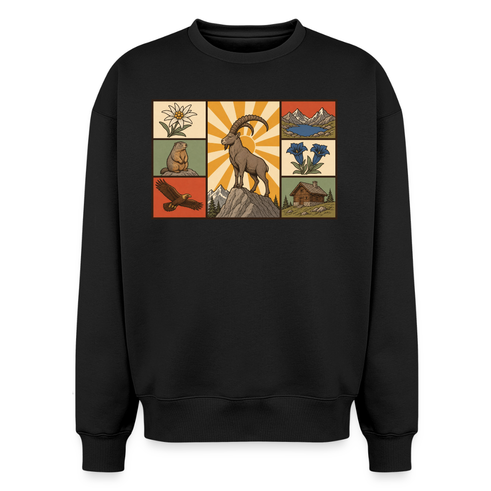 Steinbock Oversized Heavyweight Sweater - Schwarz