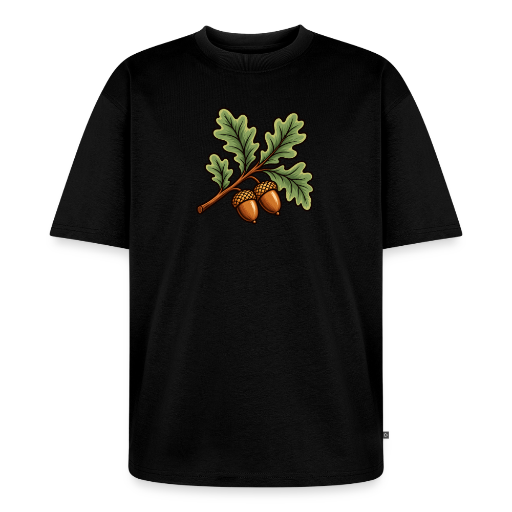 Eichenblatt Premium Oversized Bio T-Shirt - Schwarz