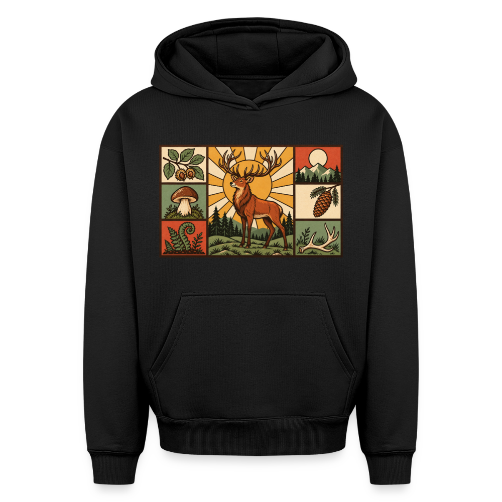 Hirsch Oversized Heavyweight Hoodie - Schwarz