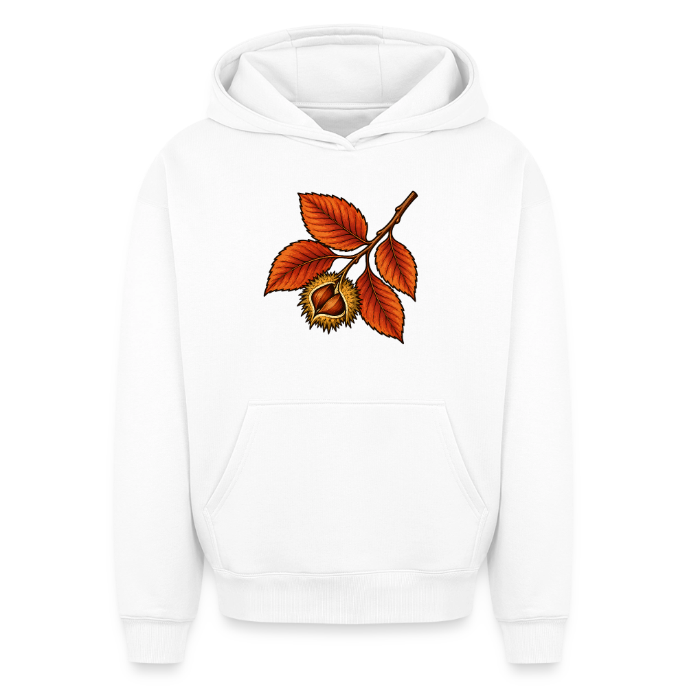 Rotbuchen Zweig Oversized Heavyweight Hoodie - Weiß