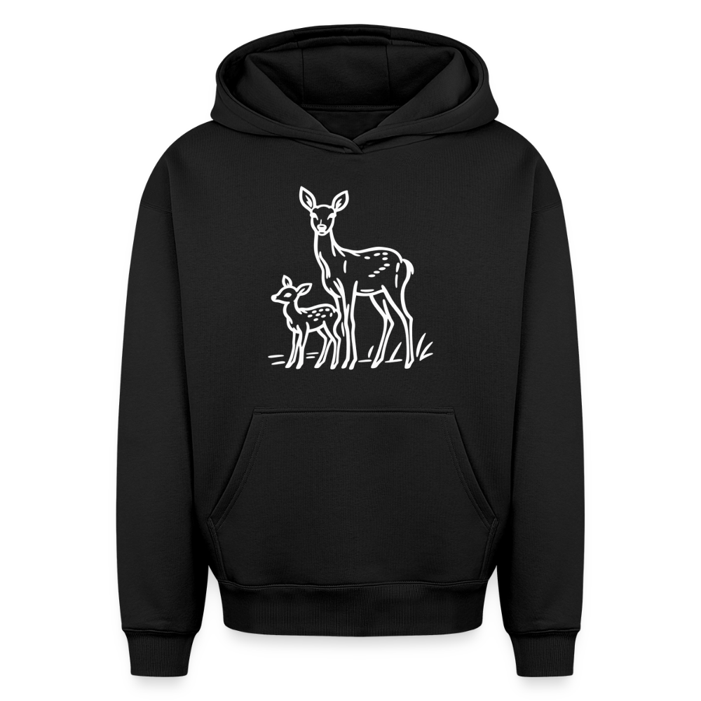 Rehe Oversized Heavyweight Hoodie - Schwarz