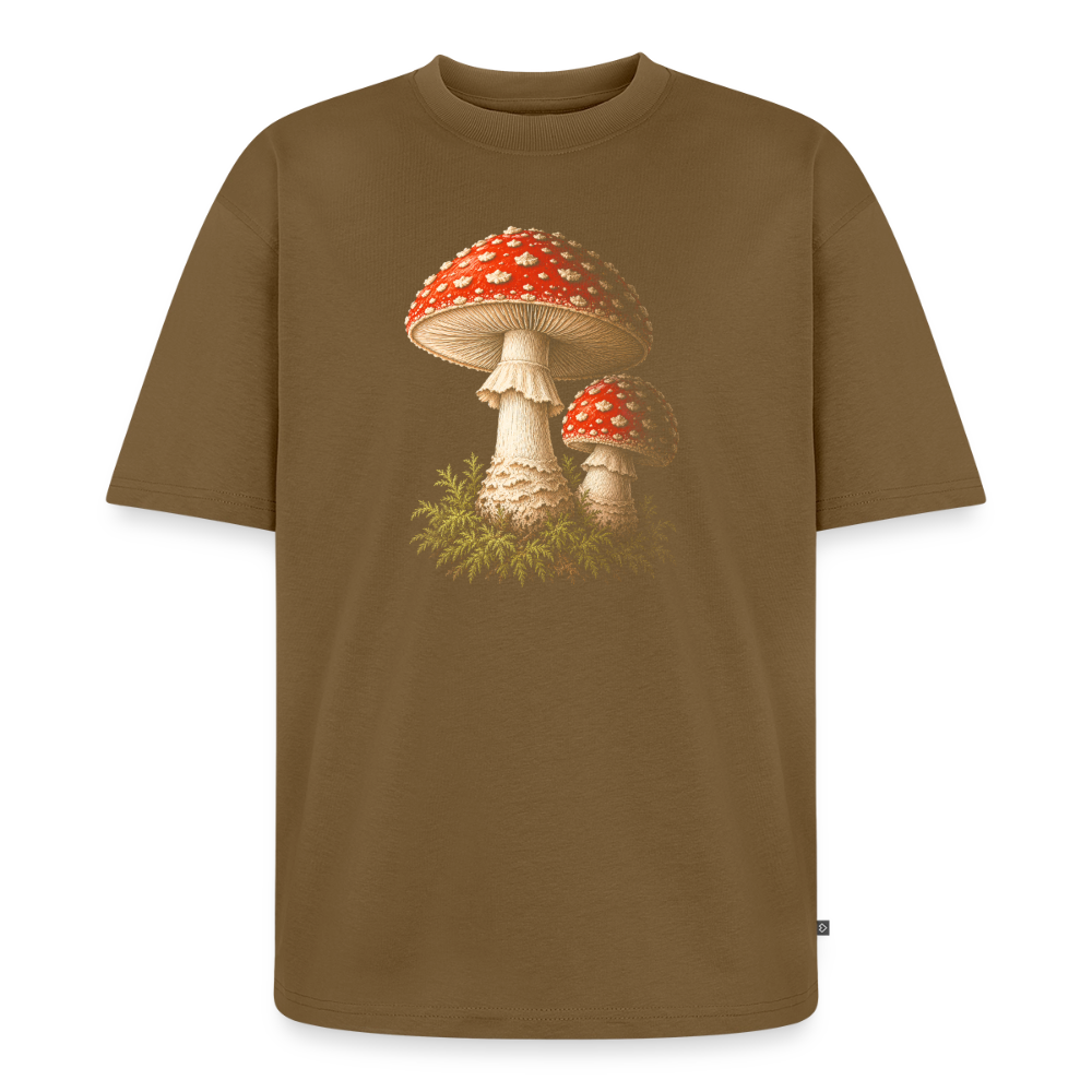 Fliegenpilz Premium Oversized Bio T-Shirt - Nussbraun