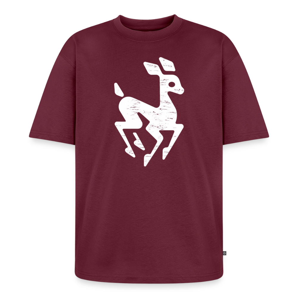 Reh Premium Oversized Bio T-Shirt - Burgunderrot