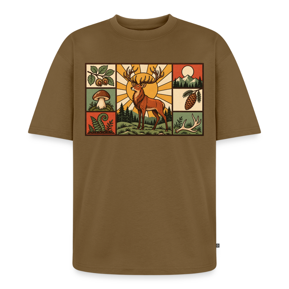 Wald Hirsch Premium Oversized Bio T-Shirt - Nussbraun