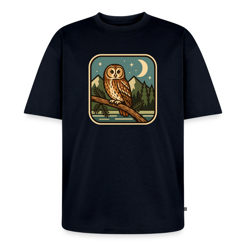 Waldwappen Eule Premium Oversized Bio T-Shirt - Navy