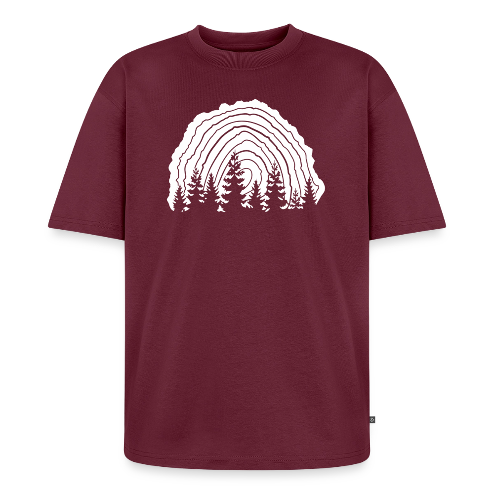 Holzschnitt Premium Oversized Bio T-Shirt - Burgunderrot