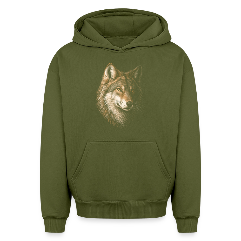 Wolf Oversized Heavyweight Hoodie - Khaki