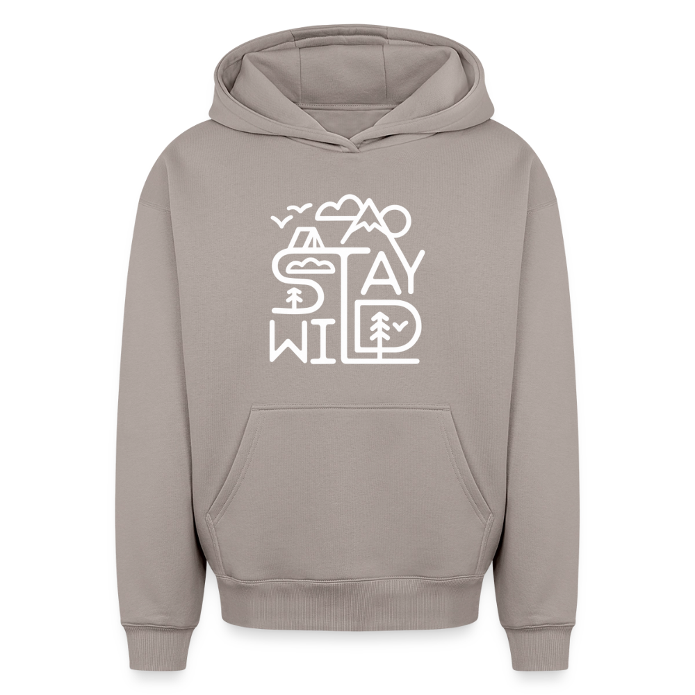Stay Wild Oversized Heavyweight Hoodie - Taupe