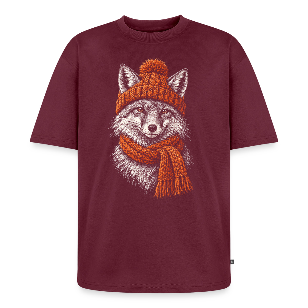 Fuchs Premium Oversized Bio T-Shirt - Burgunderrot