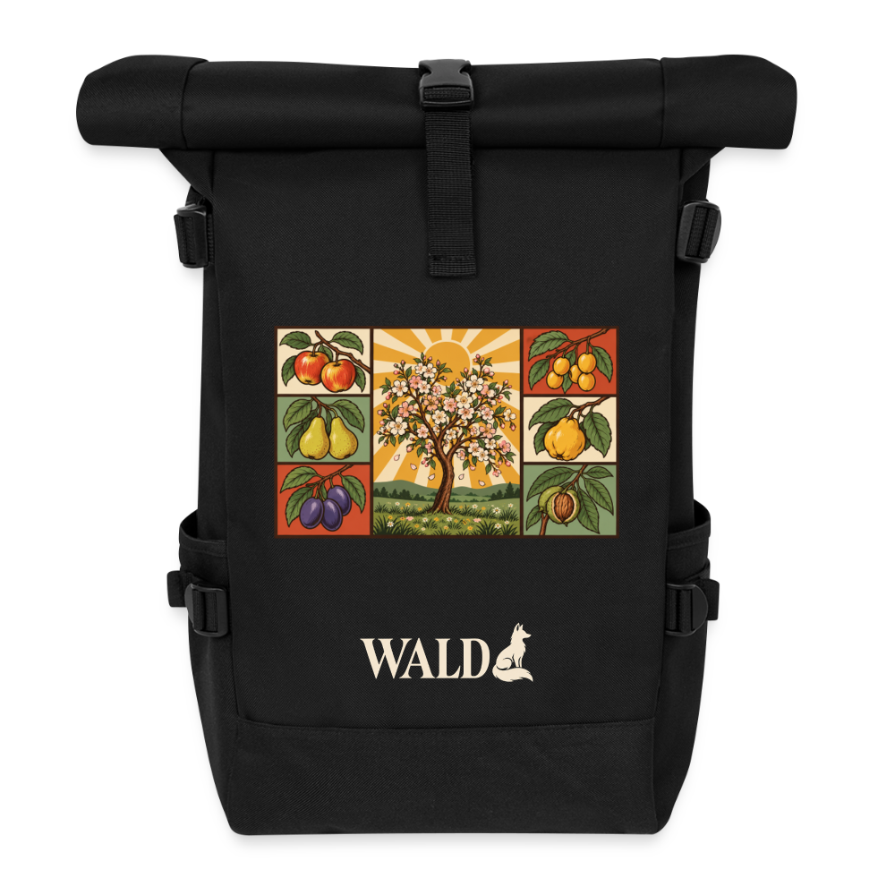 Wiesenobst Rolltop Rucksack - Schwarz
