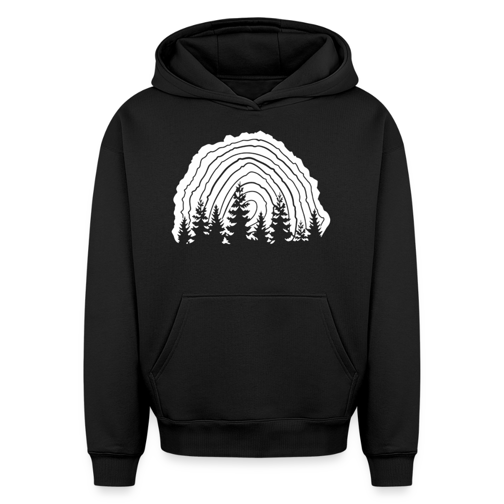 Waldbild Oversized Heavyweight Hoodie - Schwarz