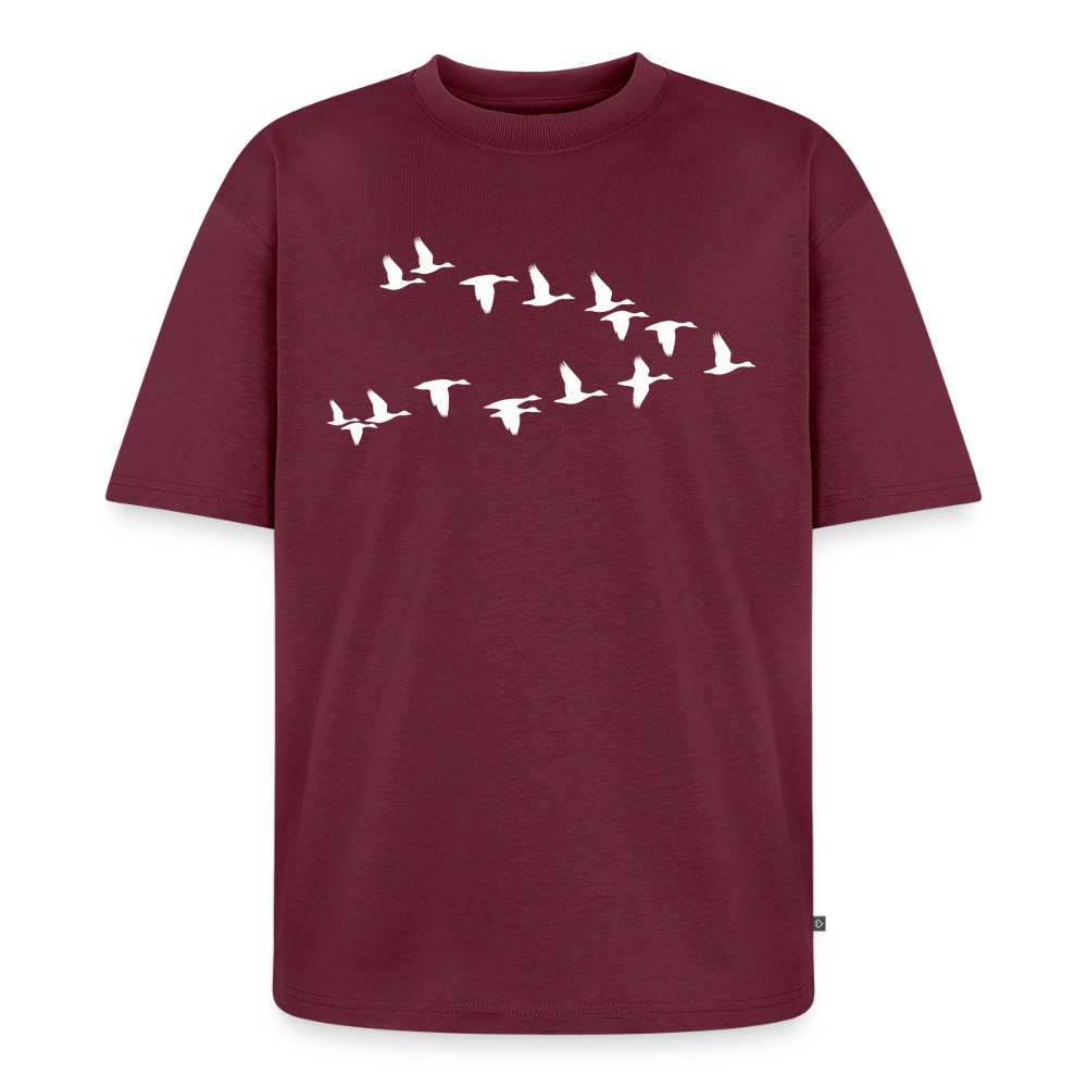 Wildgänse Premium Oversized Bio T-Shirt - Burgunderrot