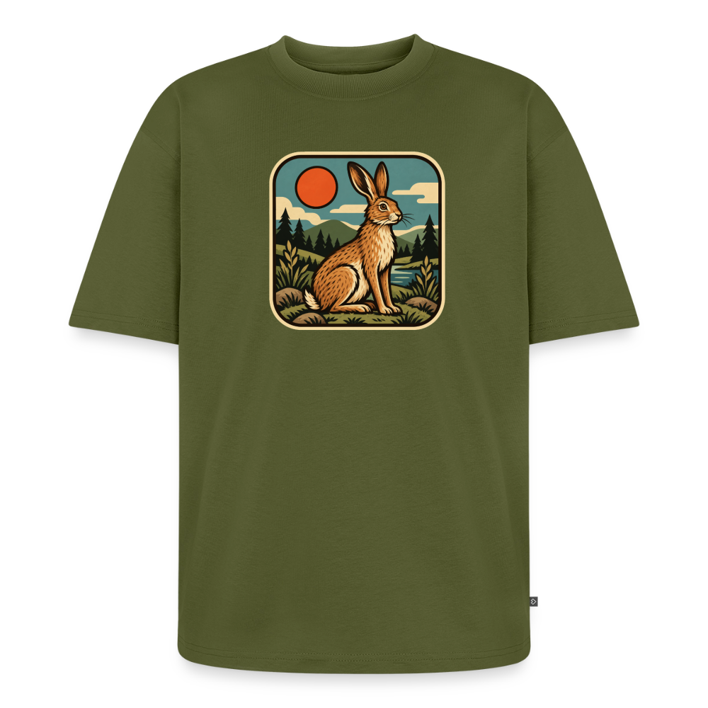 Waldwappen Hase Premium Oversized Bio T-Shirt - Khaki
