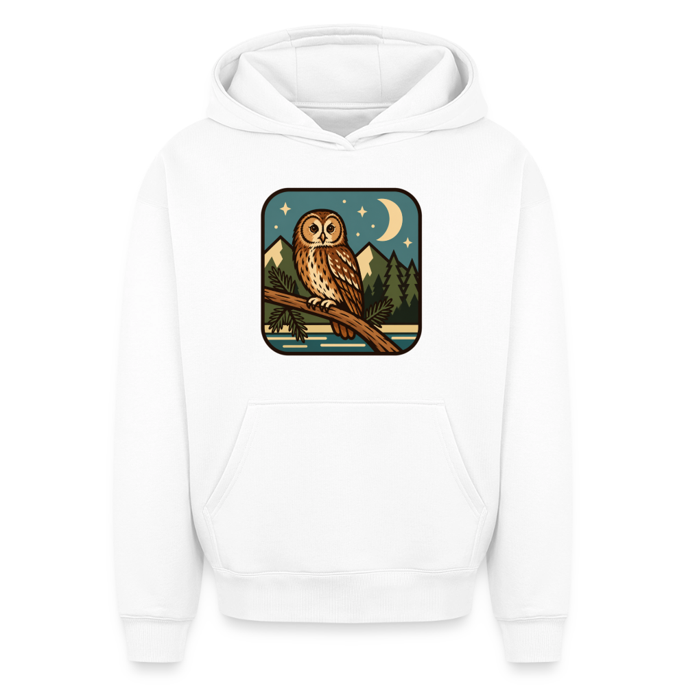 Eule Oversized Heavyweight Hoodie - Weiß