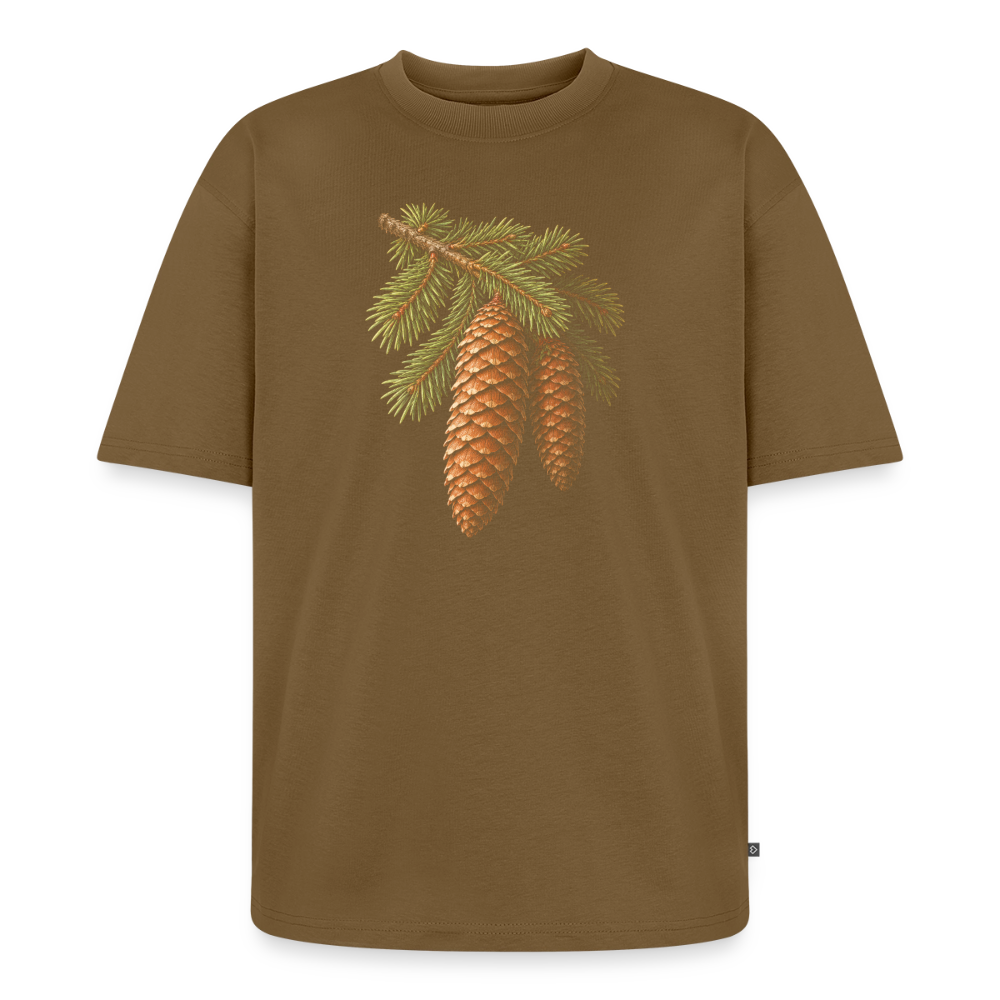 Tannenzapfen Premium Oversized Bio T-Shirt - Nussbraun