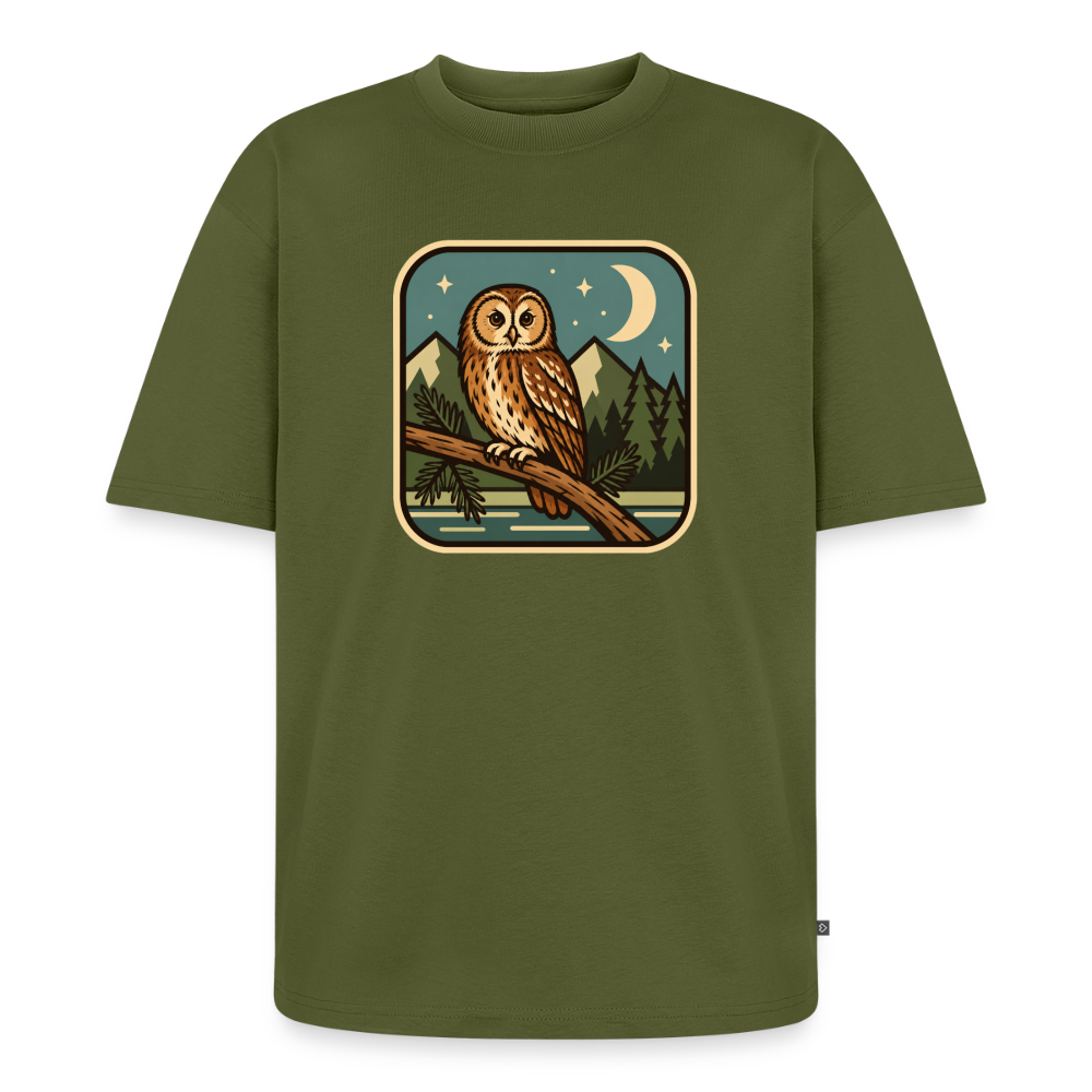 Waldwappen Eule Premium Oversized Bio T-Shirt - Khaki