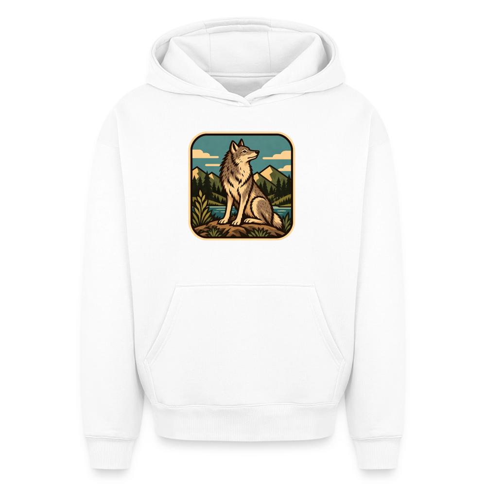 Wolf Oversized Heavyweight Hoodie - Weiß