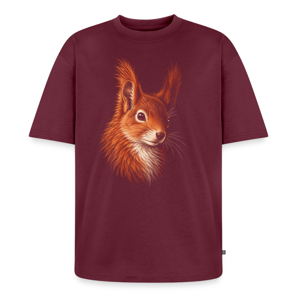 Eichhörnchen Premium Oversized Bio T-Shirt - Burgunderrot