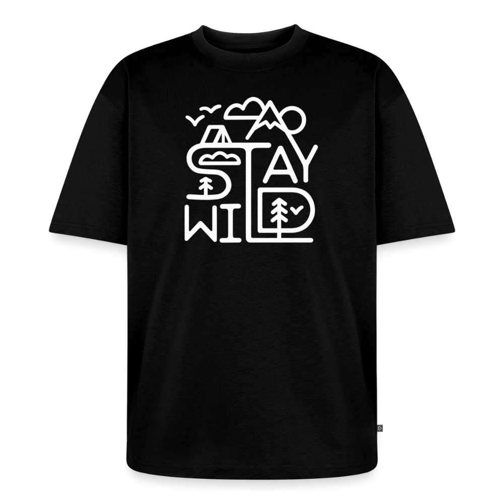 Stay Wild Premium Oversized Bio T-Shirt - Schwarz