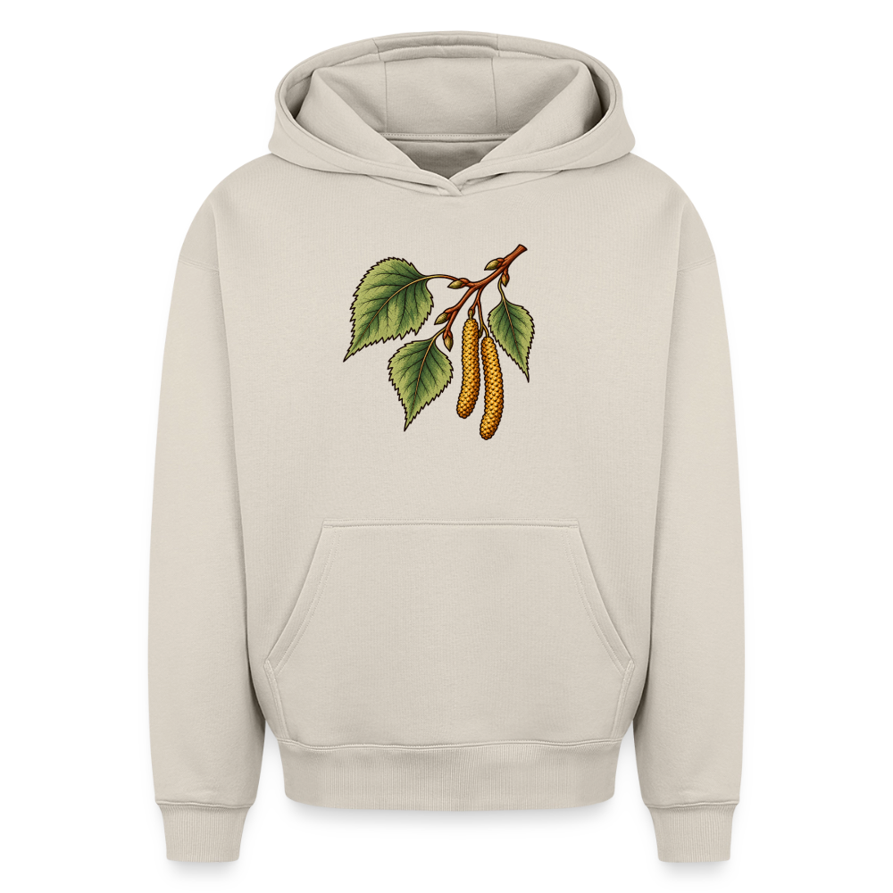 Birken Zweig Oversized Heavyweight Hoodie - Beige