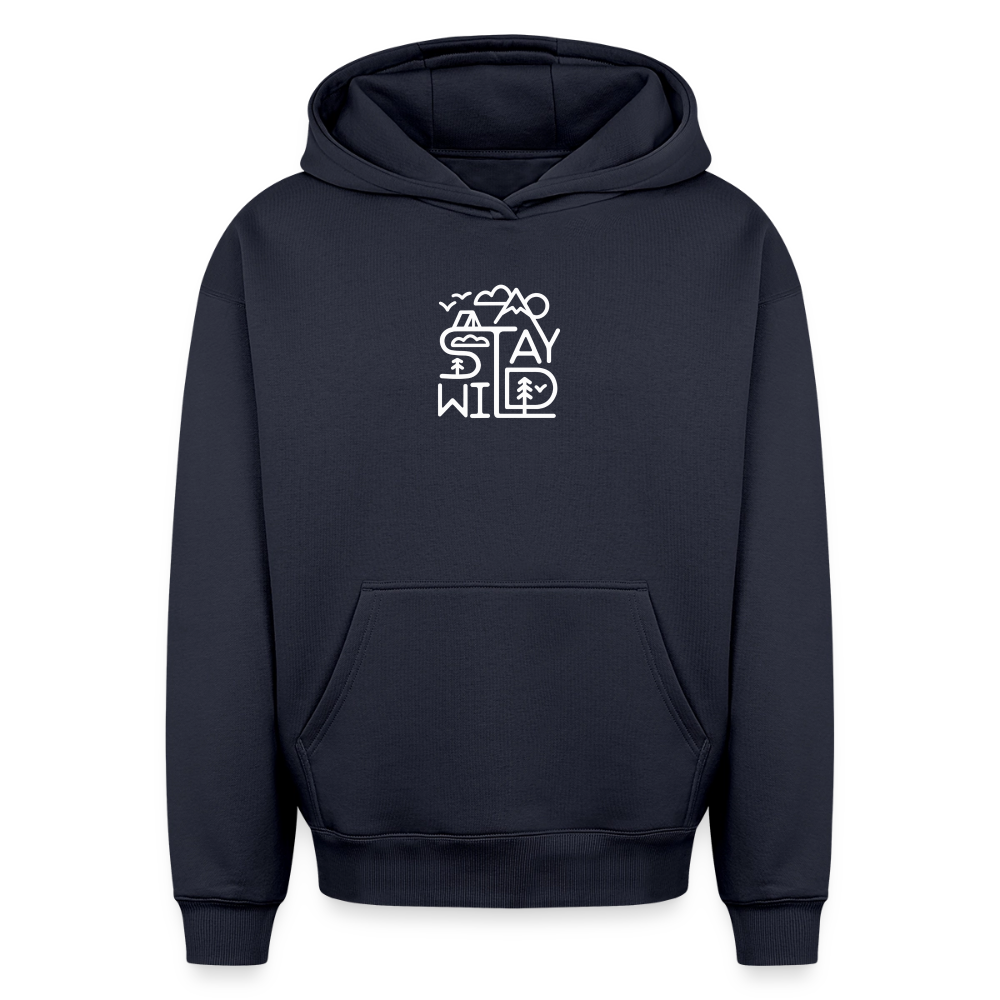 Stay Wild Oversized Heavyweight Hoodie - Navy