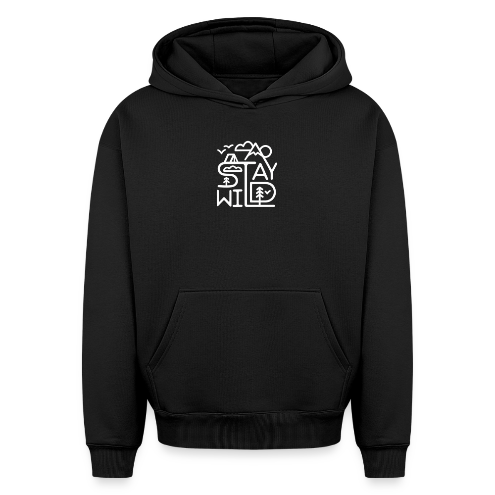 Stay Wild Oversized Heavyweight Hoodie - Schwarz