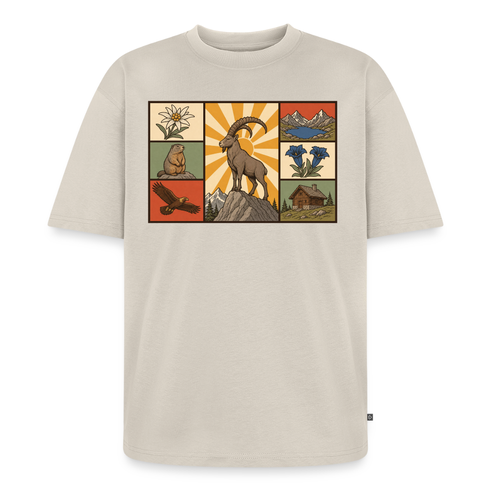 Alpen Tiere Premium Oversized Bio T-Shirt - Beige